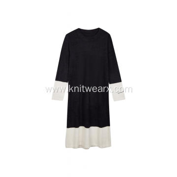 Women's Knitted Loungewear Homewear Color Block Dress